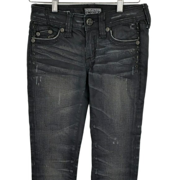 Affliction‎ Black Premium Raquel Women's Skinny Fit Denim Jeans Size 25 Stretch - Picture 3 of 15
